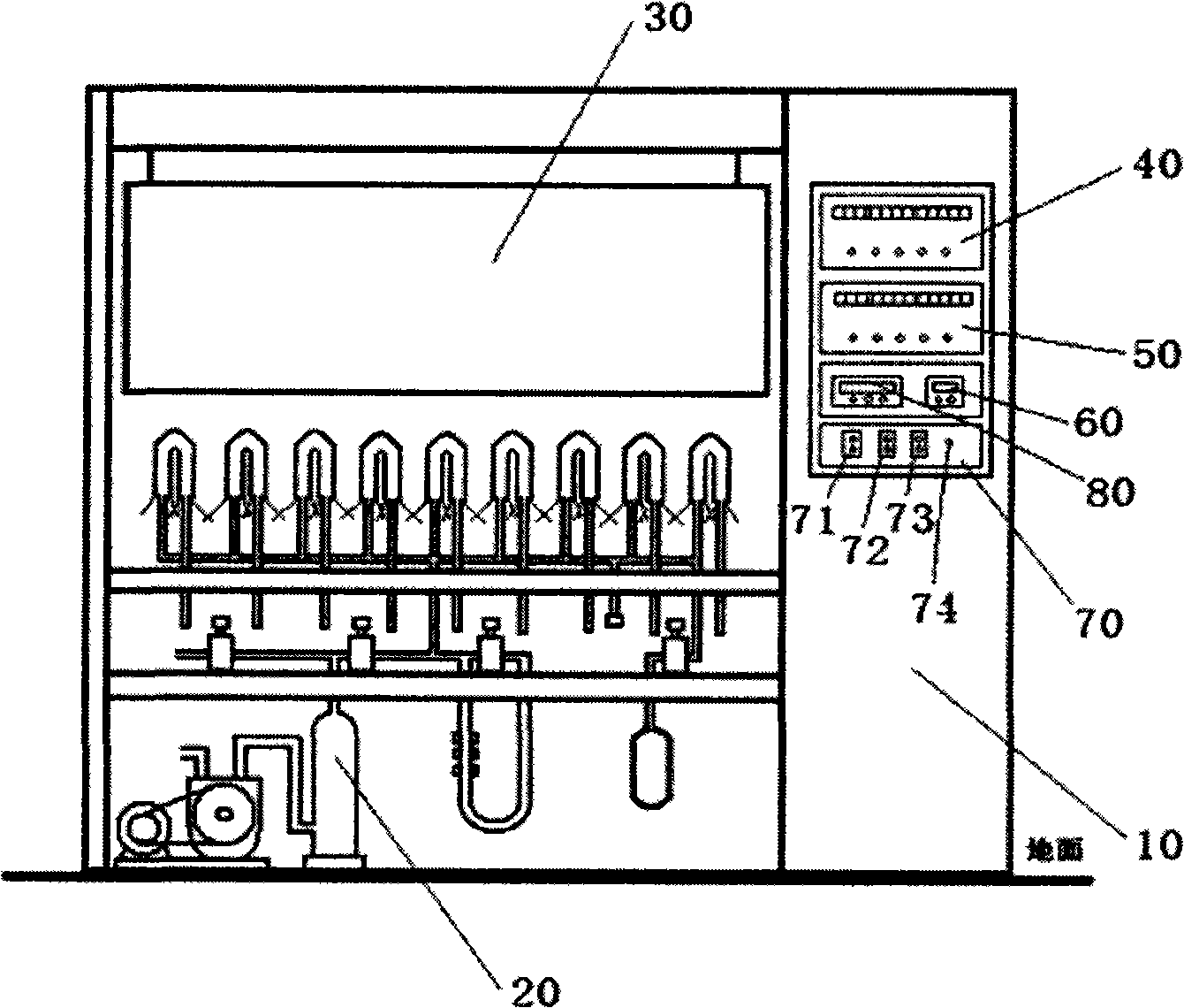 Exhaustion bench for full-automatic glass vacuum system