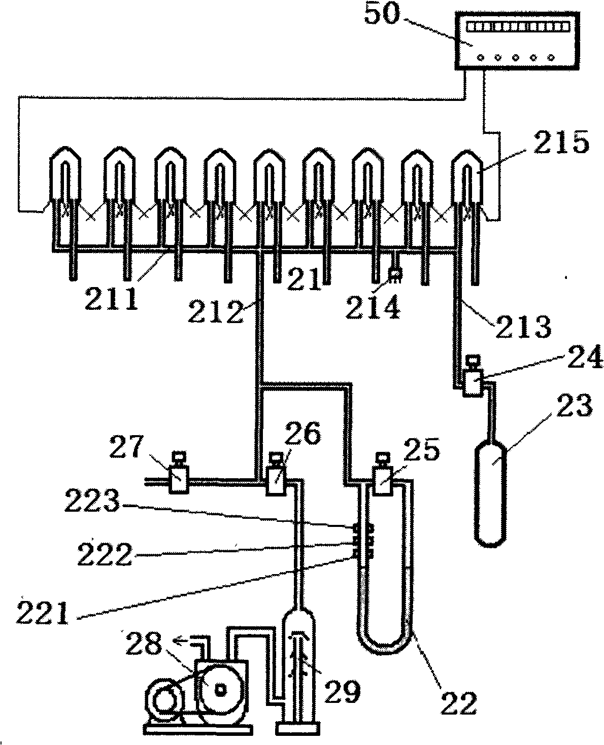 Exhaustion bench for full-automatic glass vacuum system