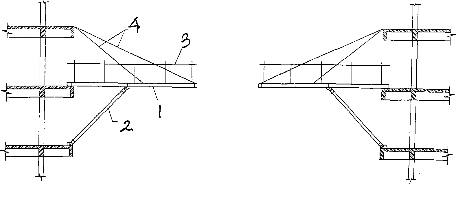 Construction method for spacing suspension cable structural template support platform
