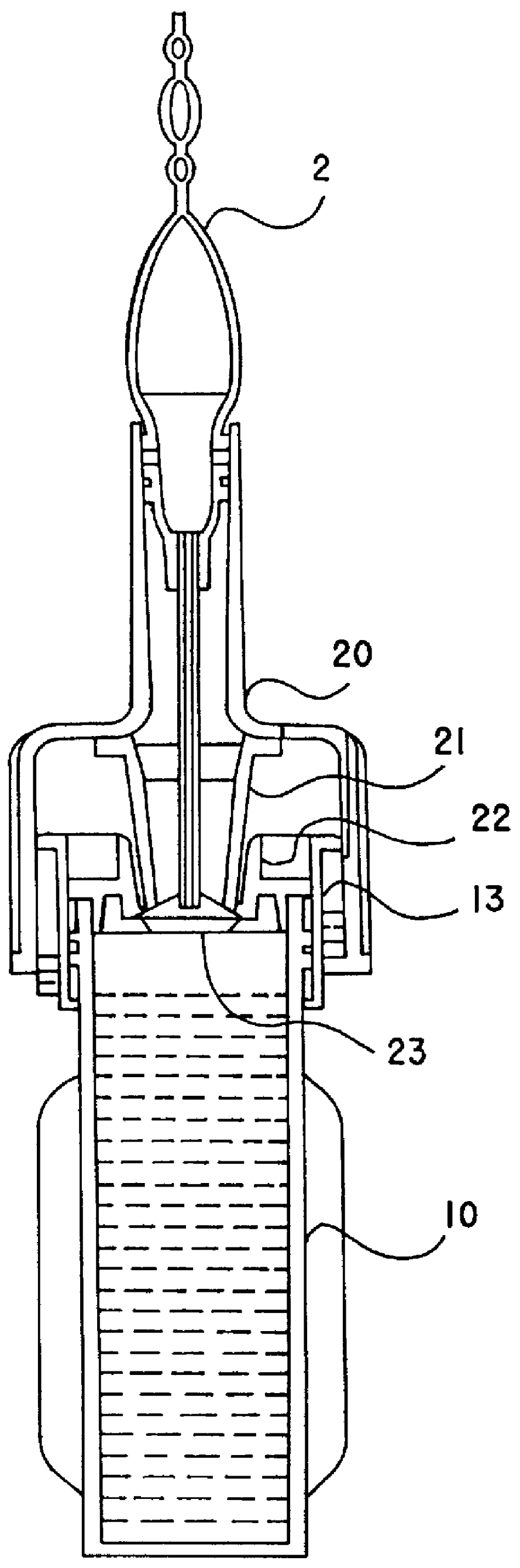 Dispensing device for dispensing small quantities of fluid