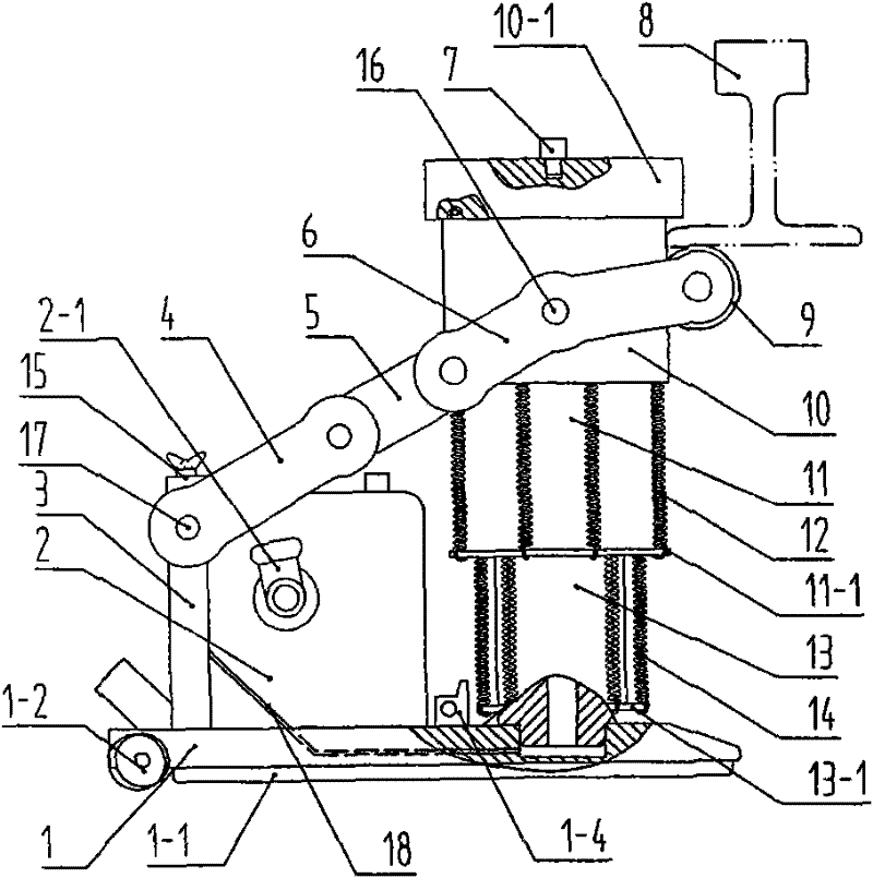 Automatic resetting multi-level-cylinder type track raising or shifting device
