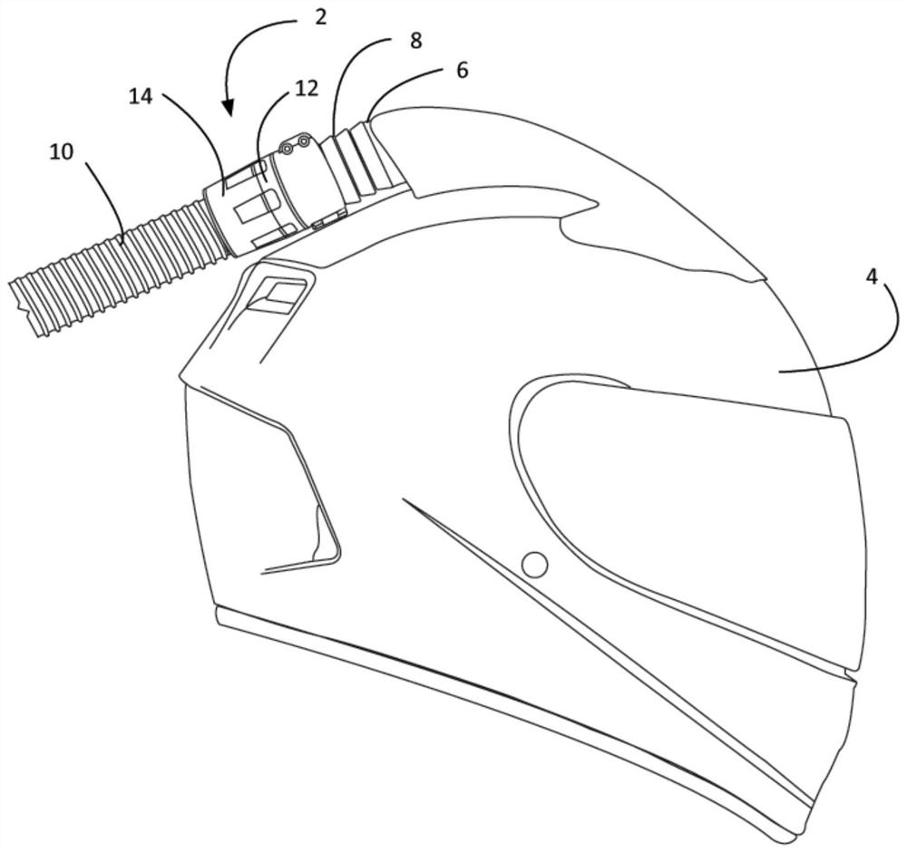 Magnetic hose connection for helmet forced ventilation hose