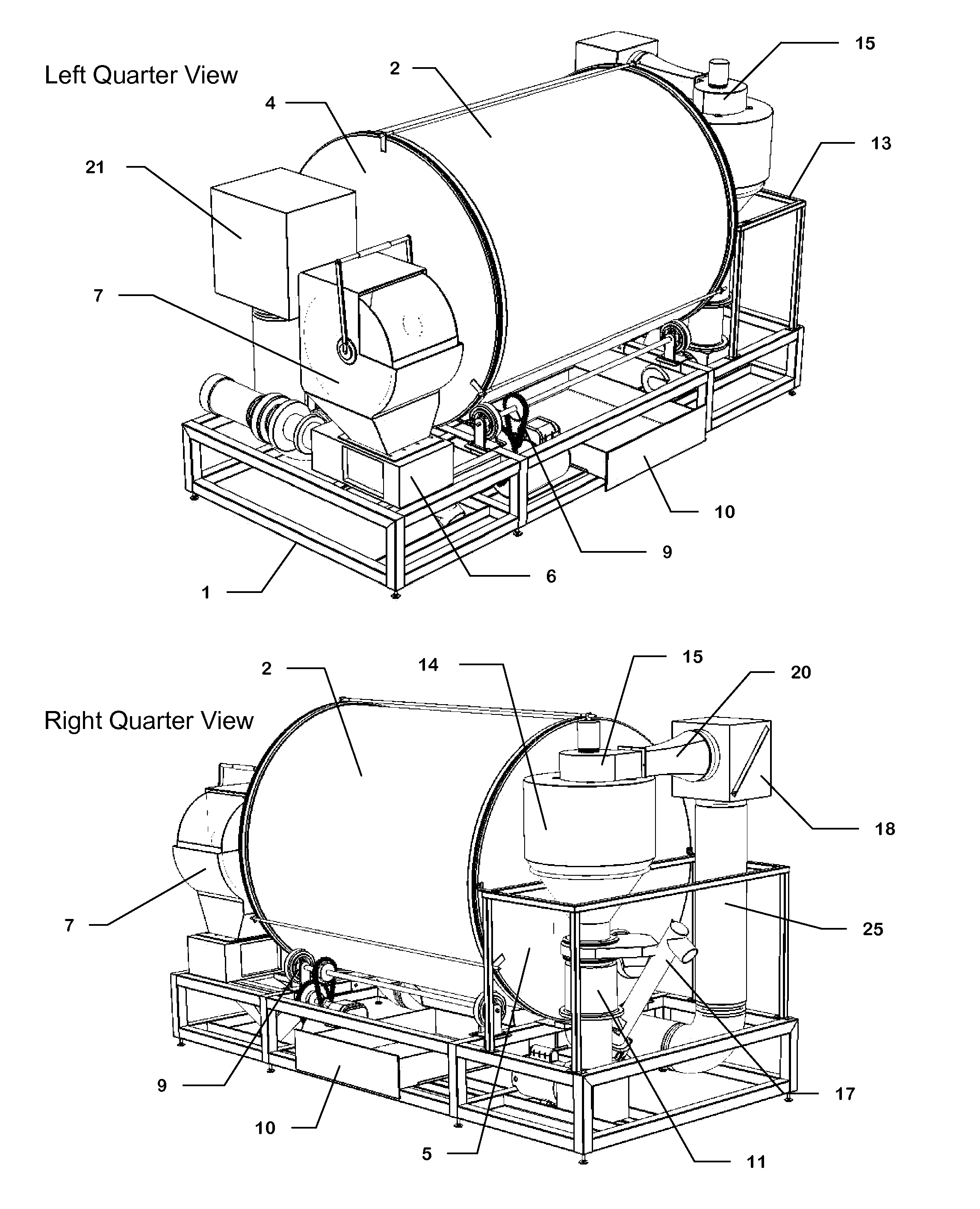 Method and Apparatus for Reducing Organic Waste by Rotary Desiccation