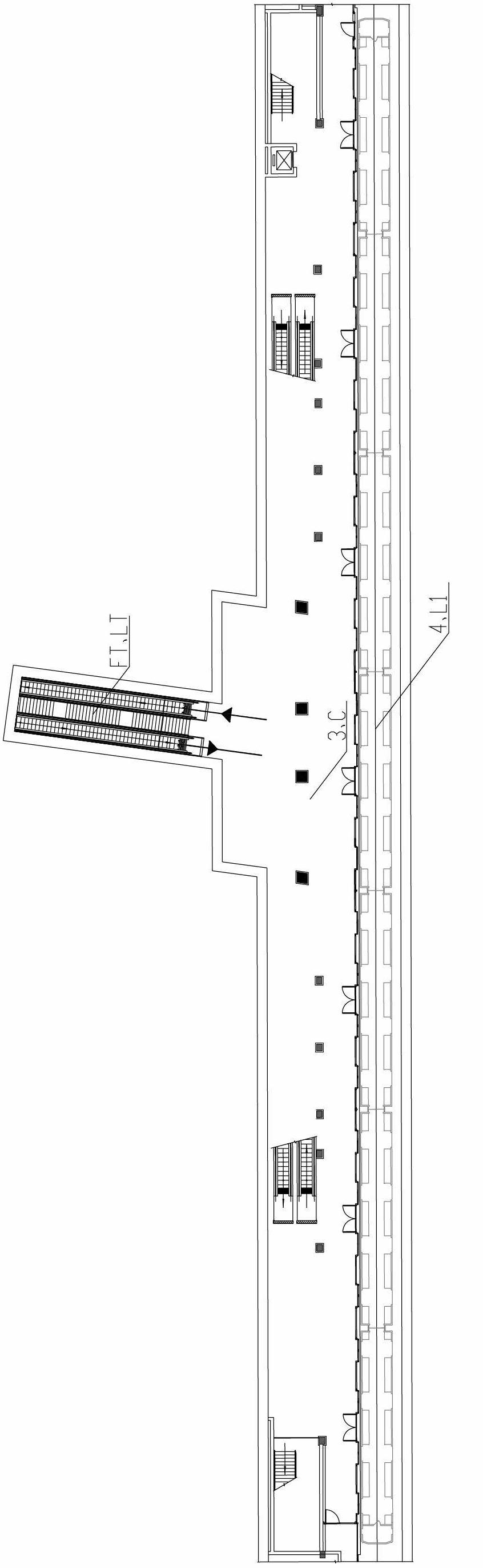 Intermediate passing stacked deflected transfer station