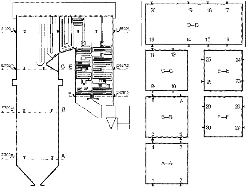 Boiler pressure-bearing pipe leakage positioning method for planar four-element array power station