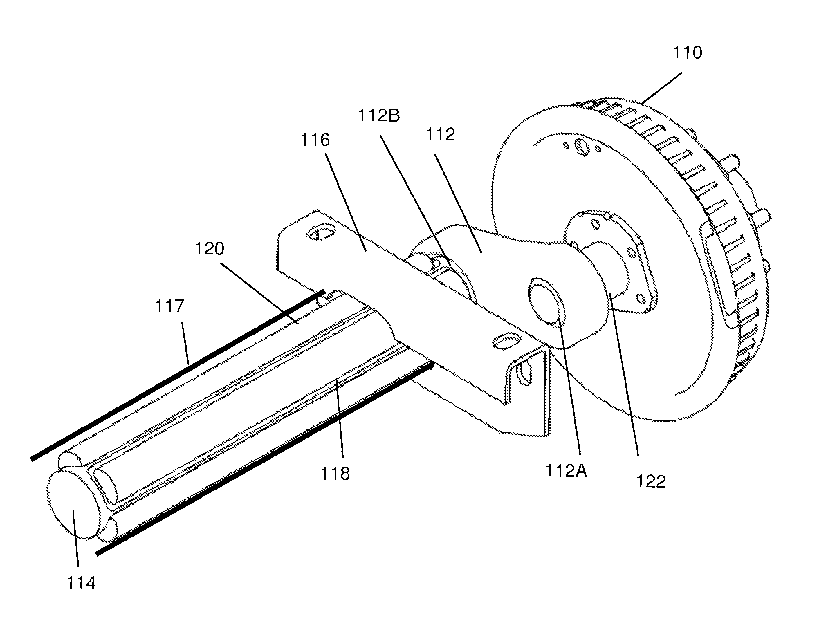 Triple axle with rubber torsion mechanism