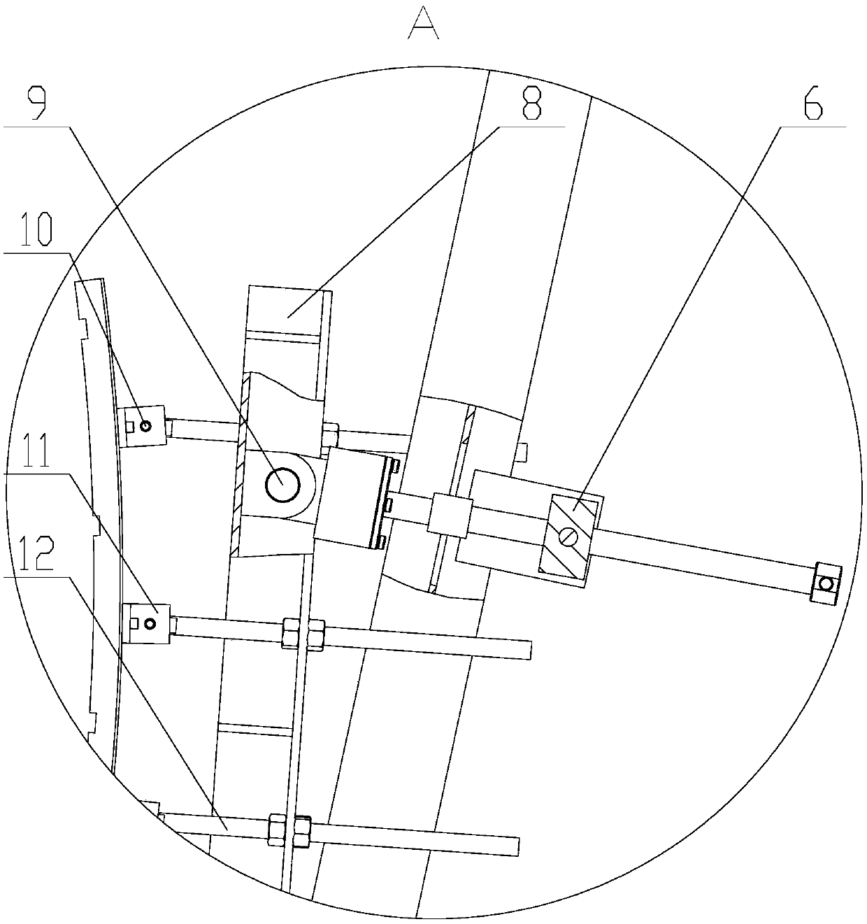 Automatically-overturning clamping device for wind power blades