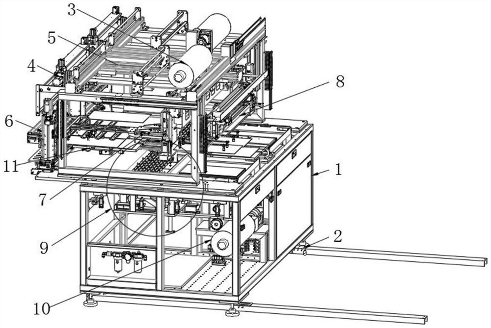 Automatic material placing machine for flexible hot-pressing process