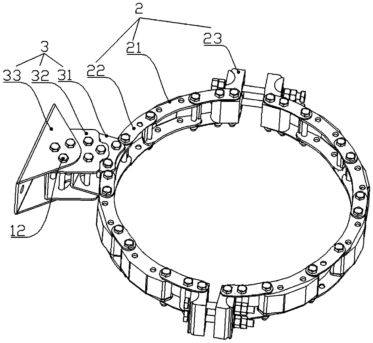 Communication hoop of adjustable rotating supporting arm