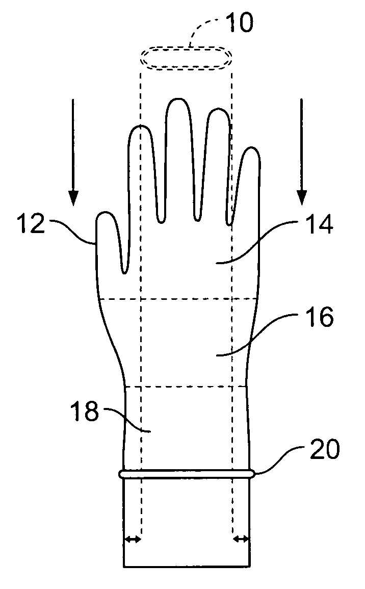Gloves with easily deployed cuff catcher
