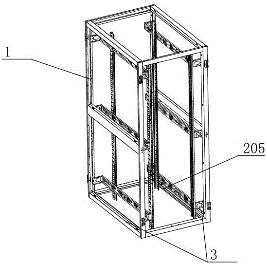 A three-section quick-install base plate structure for cabinets