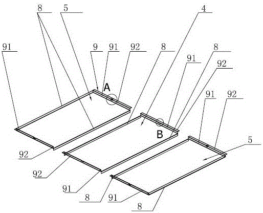 A three-section quick-install base plate structure for cabinets