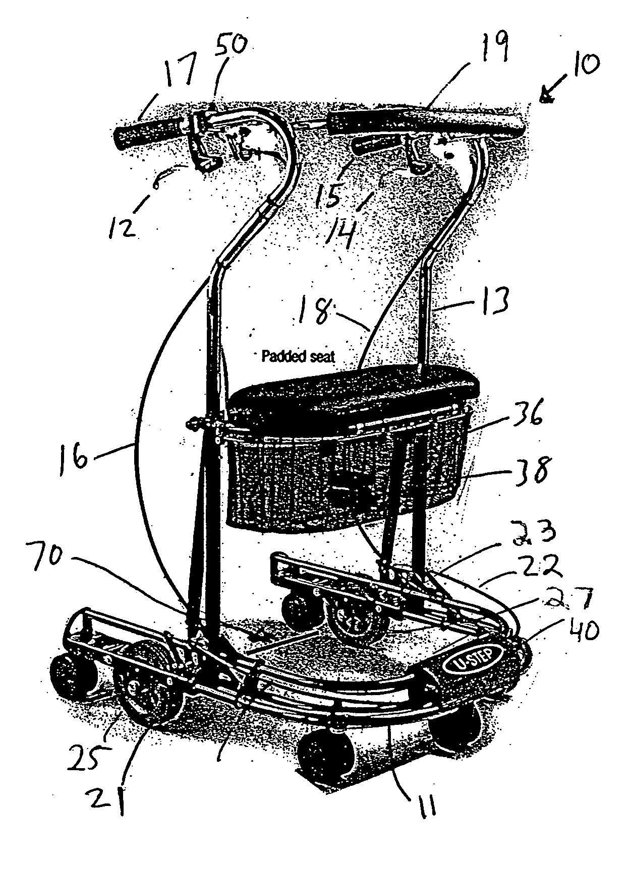 Projection and actuation device for a walking stabilizer