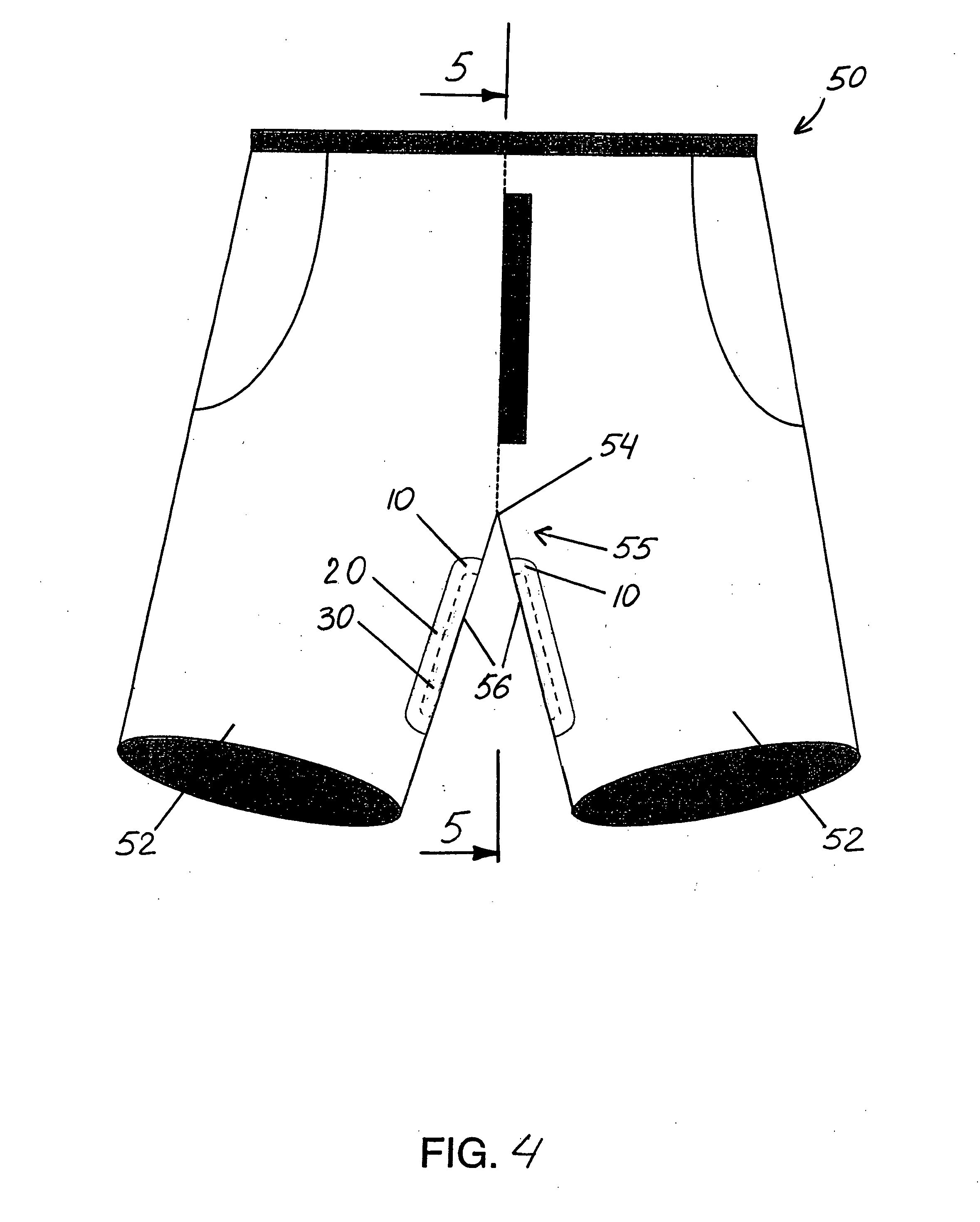 Pre-assembled anti-creep waist-clothing stay device and method of reinforcing crotch-adjacent inner-seam areas