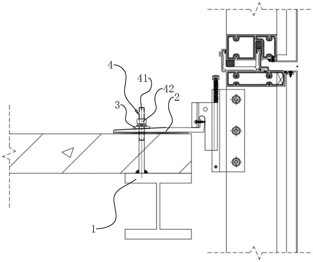 Connecting structure for unit curtain wall and curtain wall construction method