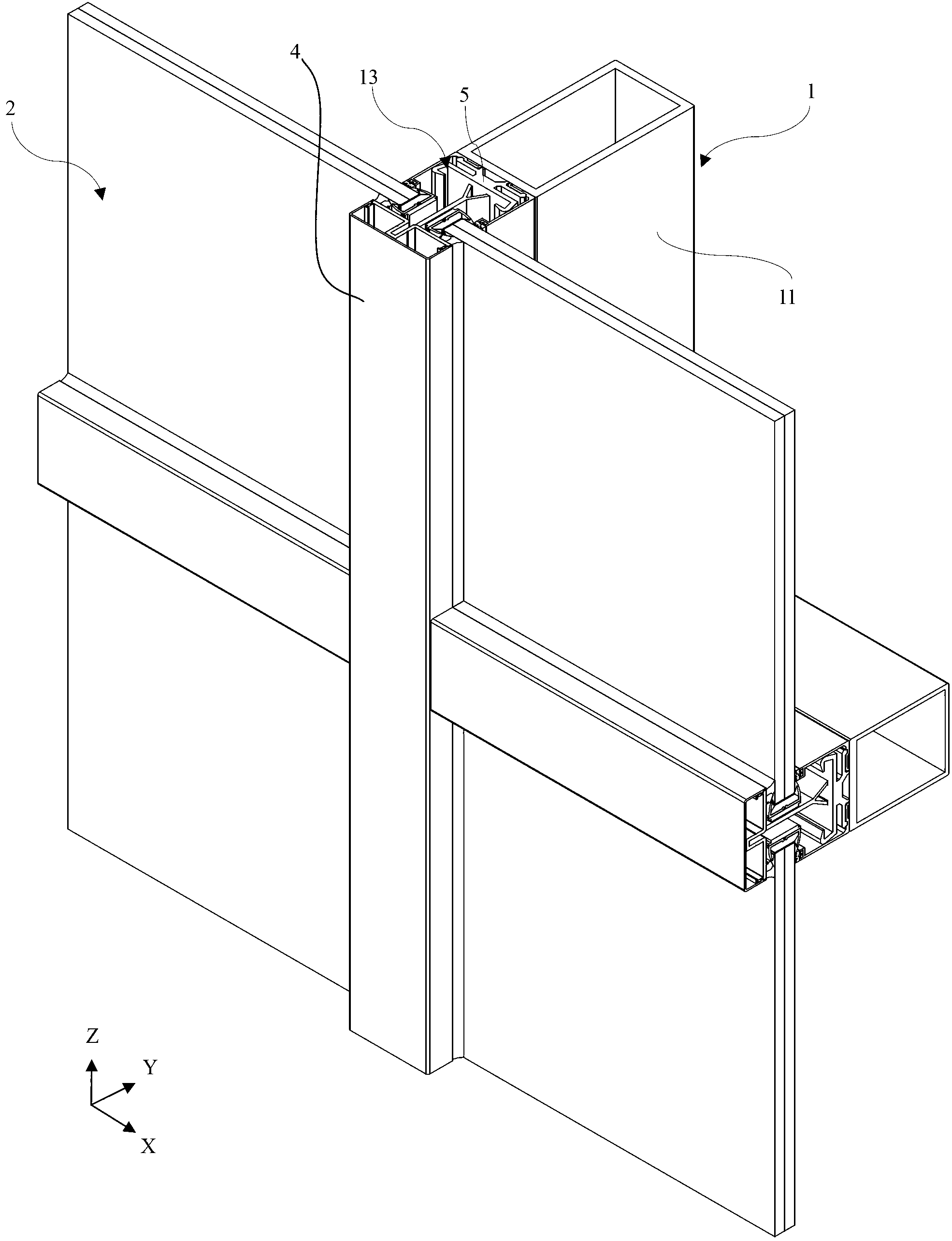 Mounting structure of anti-explosion glass curtain wall and curtain wall glass mounting method