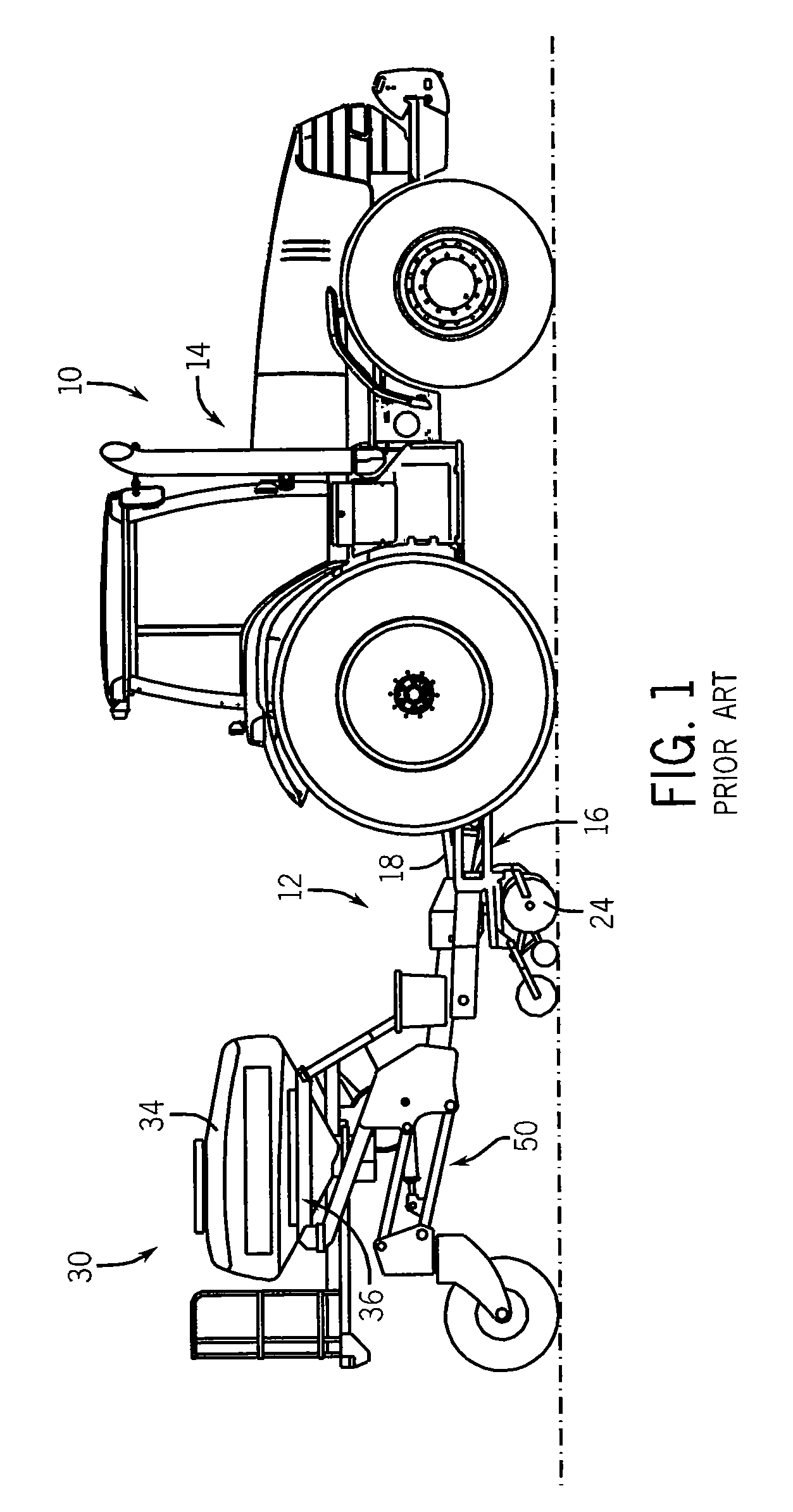 Method and apparatus for automatic positioning of gull wings of stackerbar planter based on tractor hitch position
