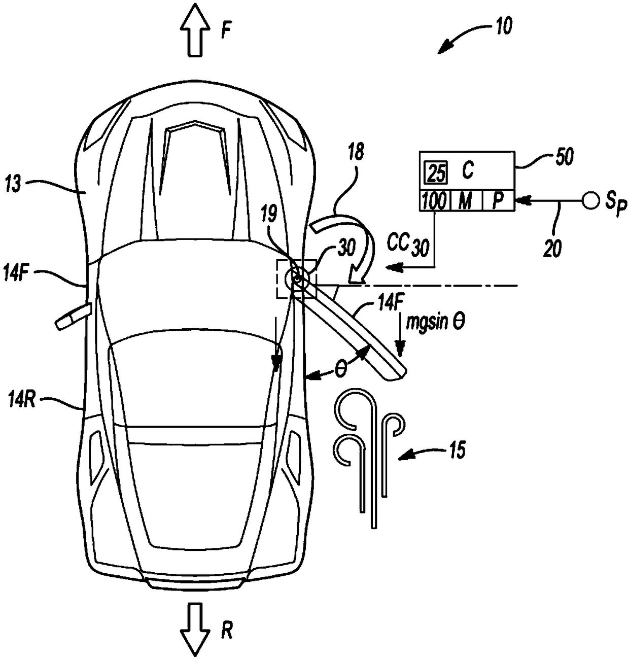 Vehicle with power swinging door and position-based torque compensation method