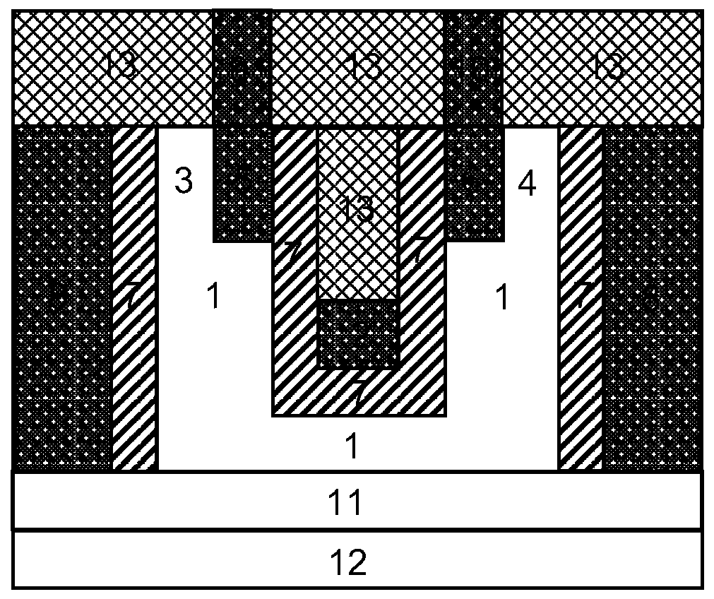 Bidirectional tunneling transistor controlled by inverted u-gate assisted by double-sided gate and its manufacturing method