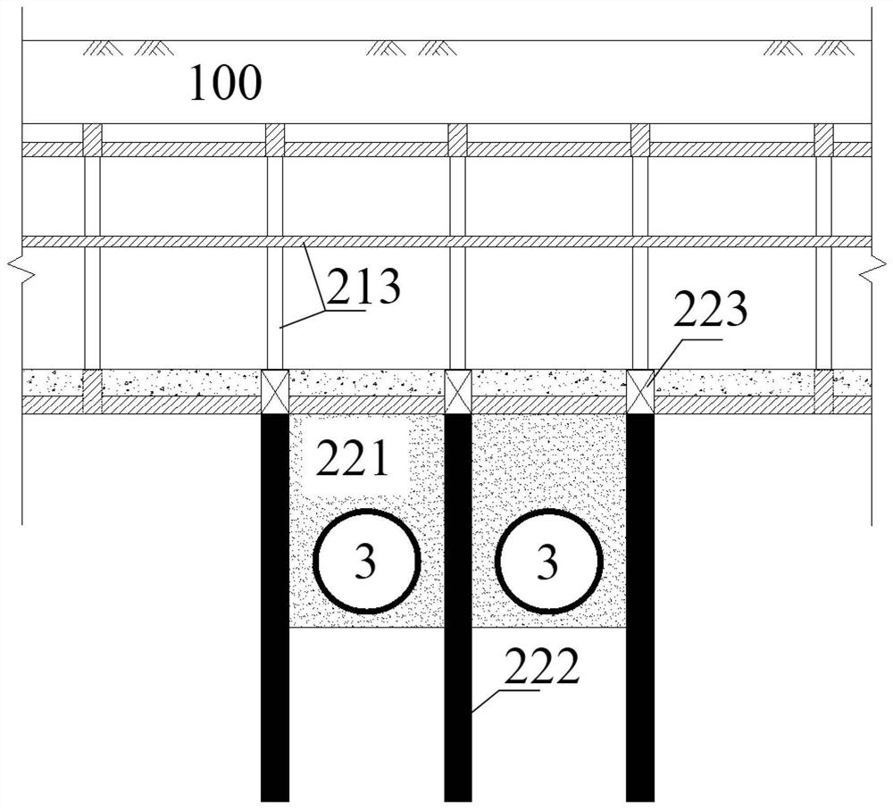 Subway station reserved underpass structure system and construction method thereof