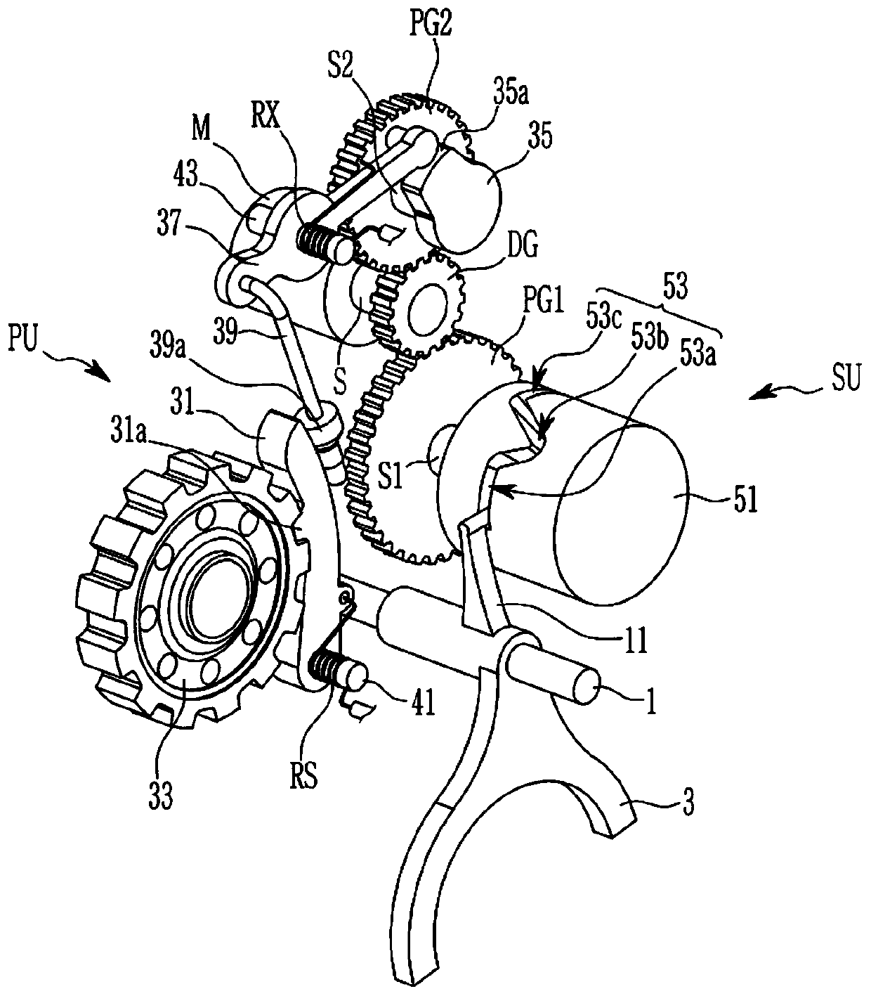 Gear shifting device for multi-speed transmission of electric vehicles