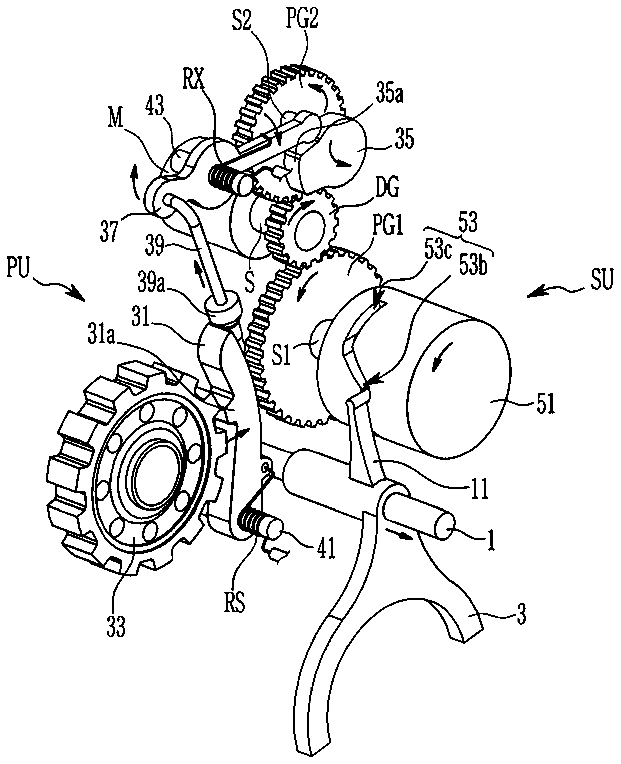 Gear shifting device for multi-speed transmission of electric vehicles
