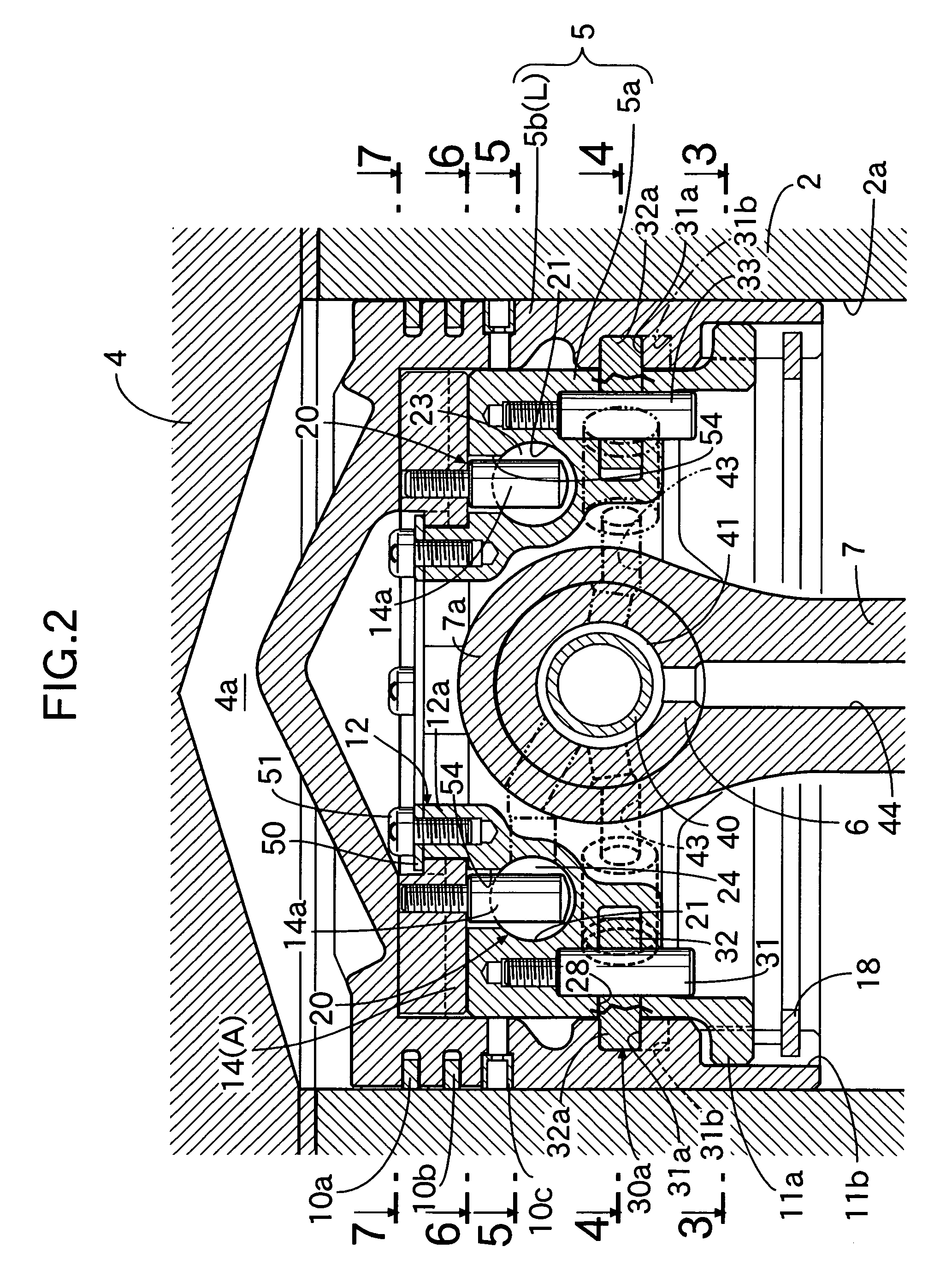 Compression ratio variable device of internal combustion engine