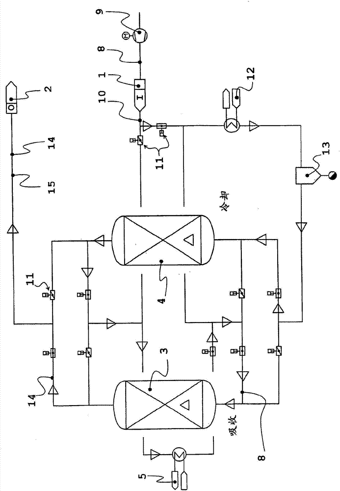 Device for drying compressed air and regeneration method