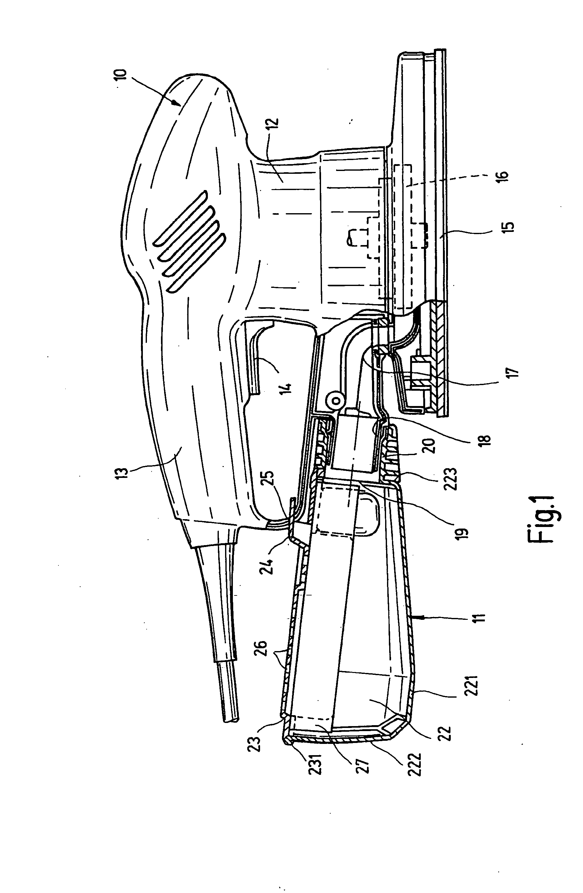 Dust collecting container for a hand-held machine tool