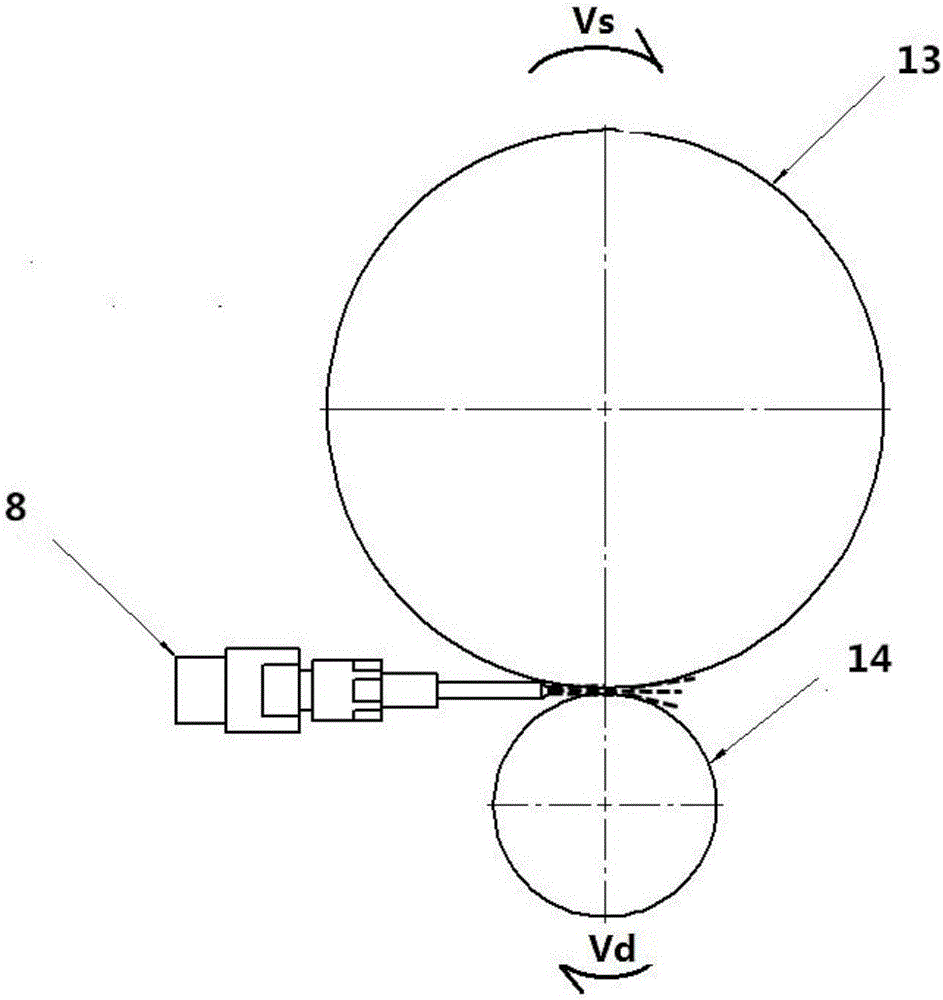 Combined precise trimming device and trimming method for ultrahard grinding sand wheel