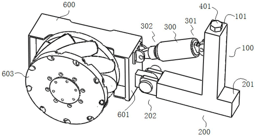 Independent suspension support mechanism of AGV (automatic guided vehicle) with Mecanum wheels