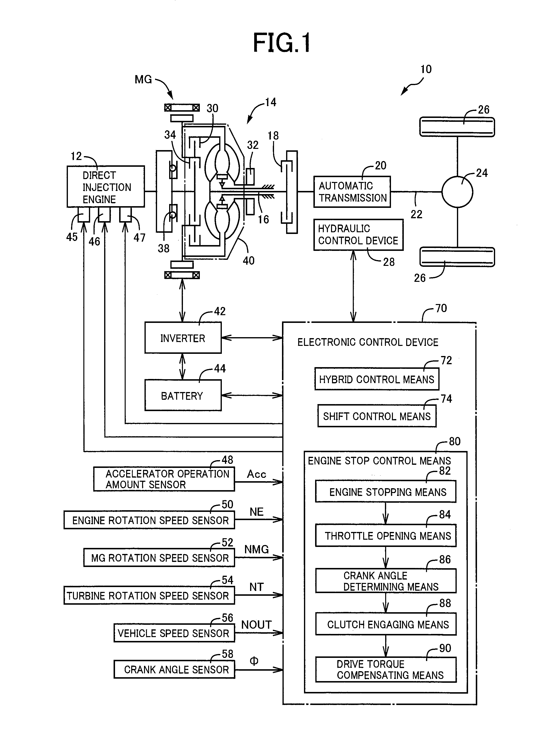 Engine stop control device for hybrid vehicle
