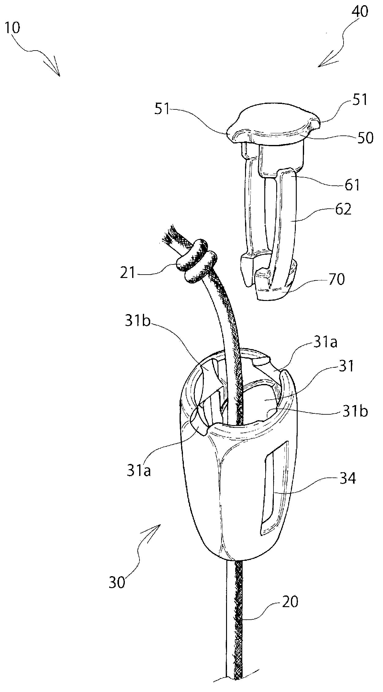 Rope belt end part installation part