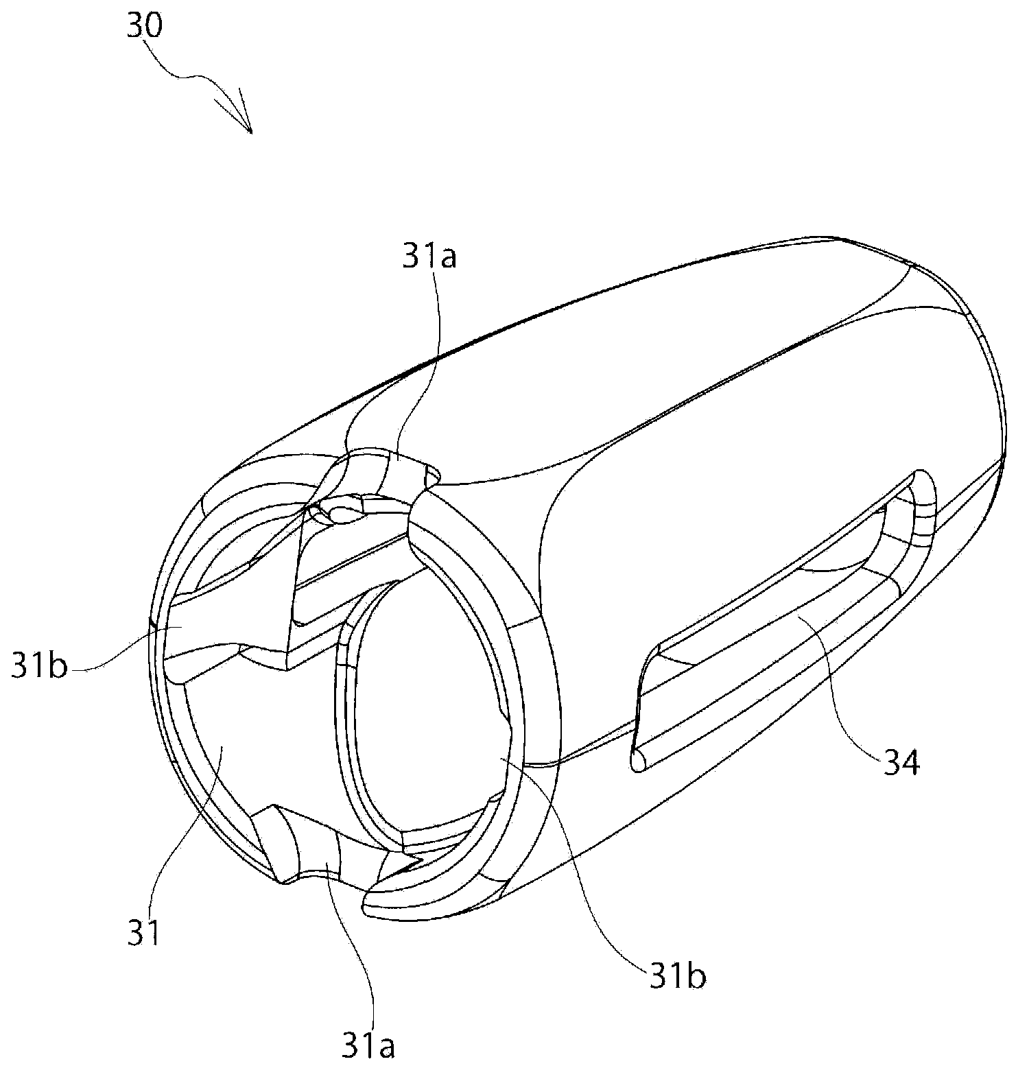 Rope belt end part installation part