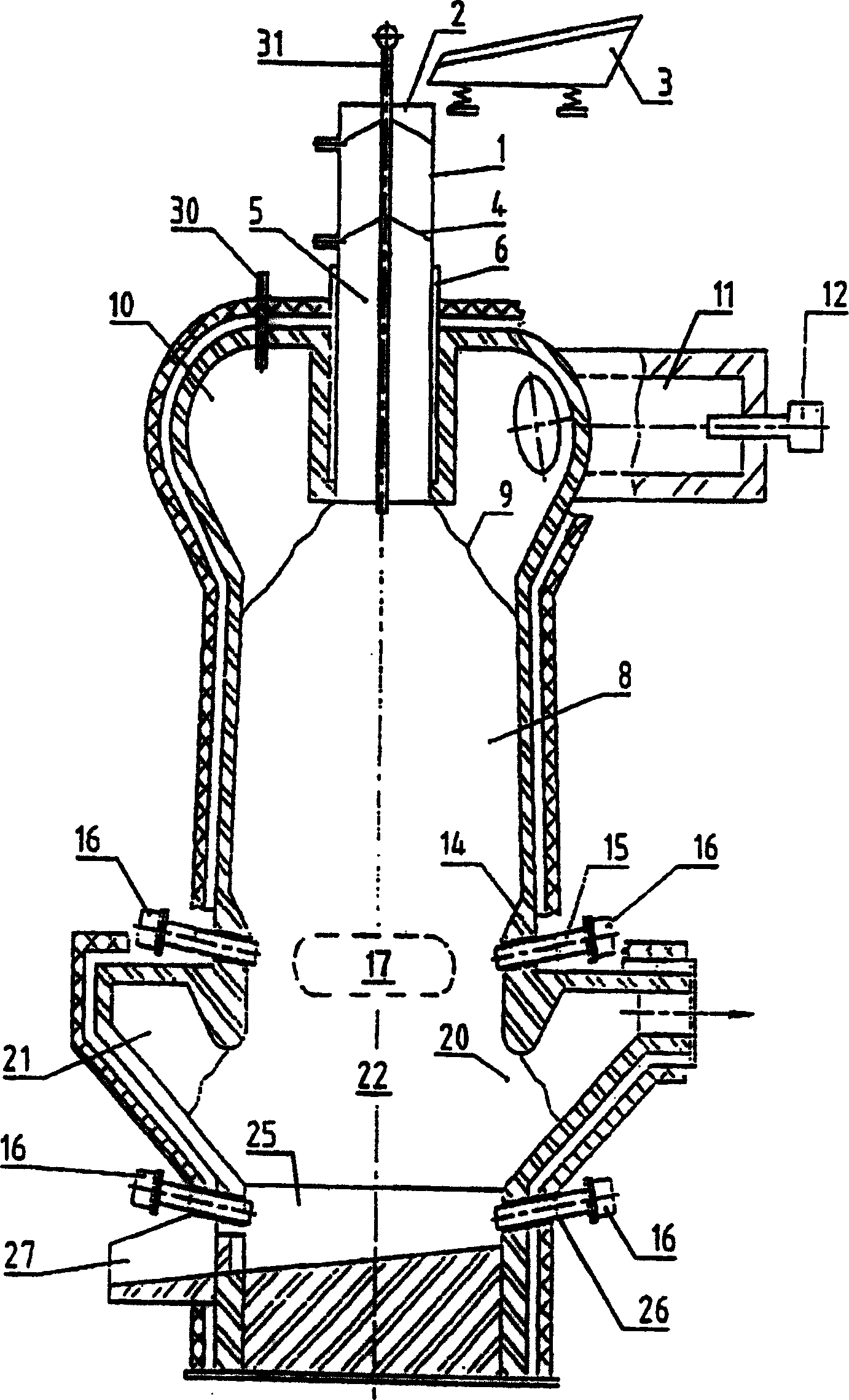 Reactor and method for gasifying and/or melting materials