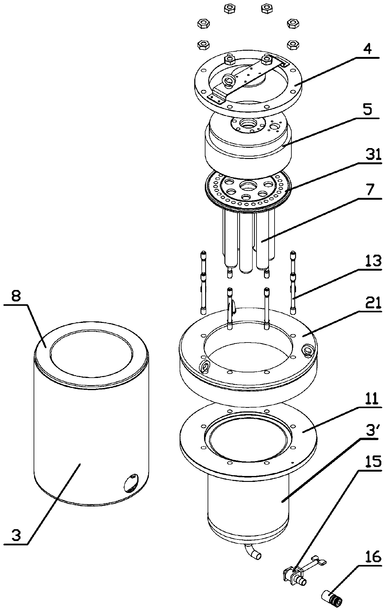 Pressure drainage type radioactive sewage filter