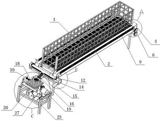 Automatic egg collecting device of chicken-raising cage