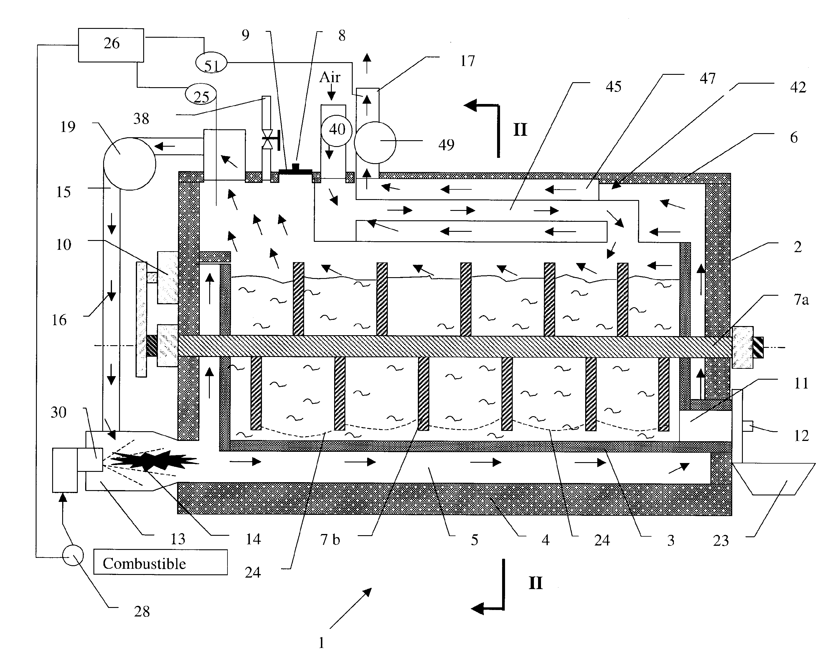 Apparatus for the thermal treatment of organics materials and method therefor
