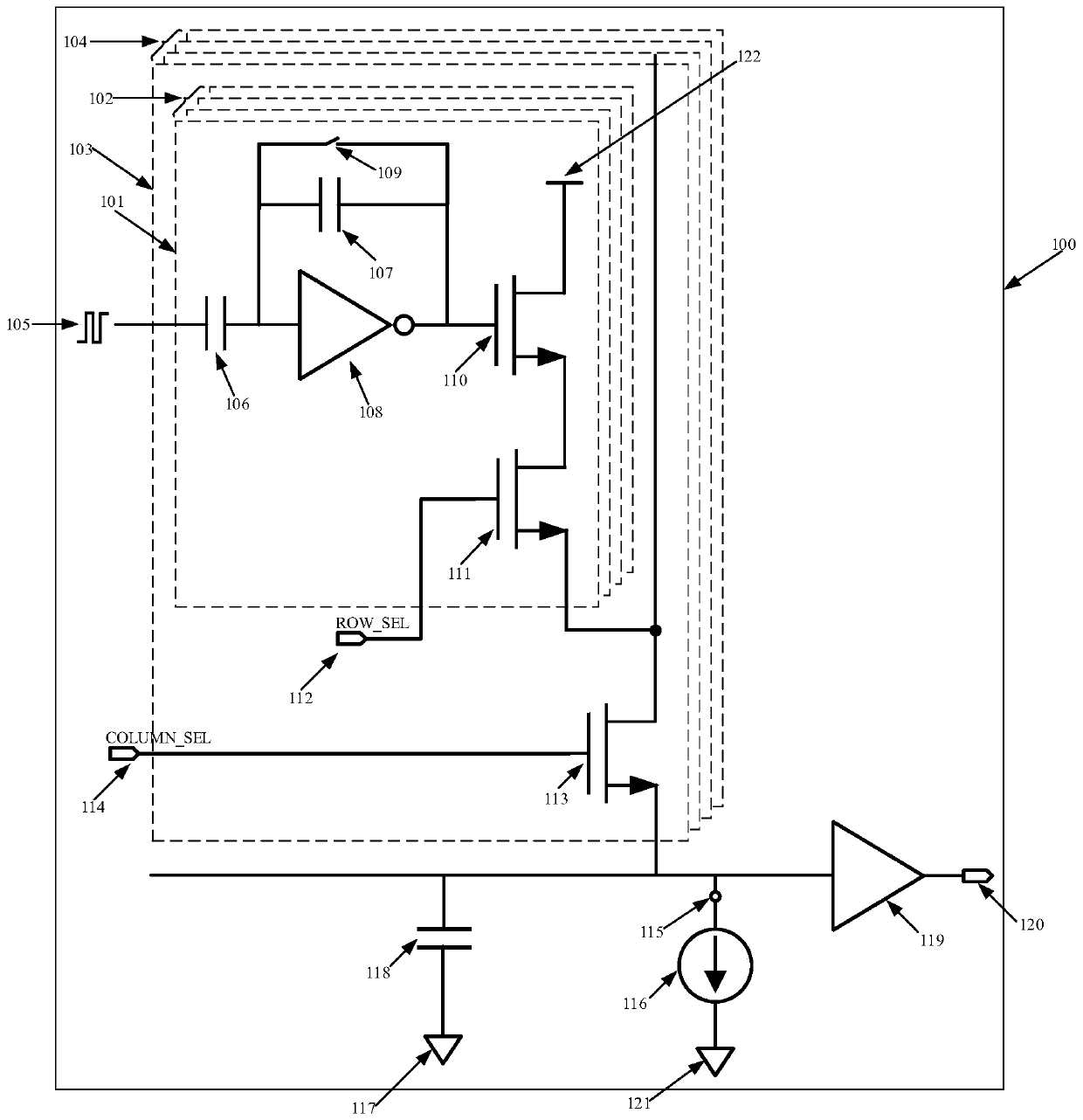 Active load circuit based on fingerprint sensor acquisition array output stage