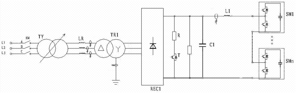 Test device and test method for steady-state high-power operation of flexible HVDC converter valve
