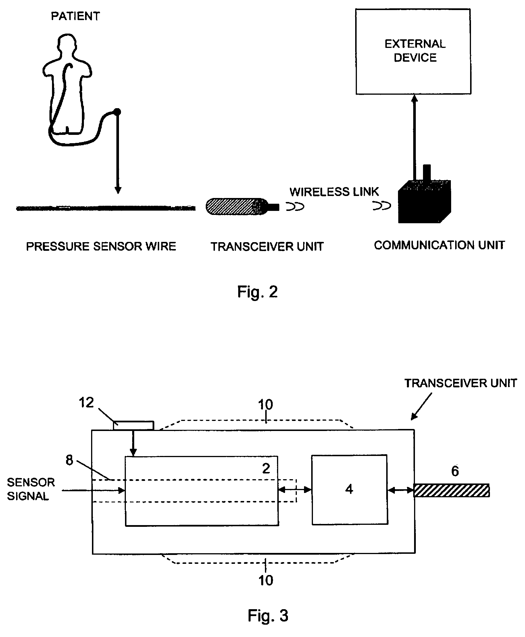 Transceiver unit in a pressure measurement system