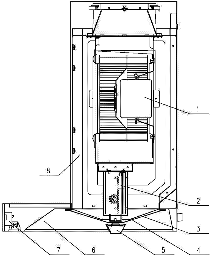 An automatic opening and closing device for the oil screen of a European-style range hood