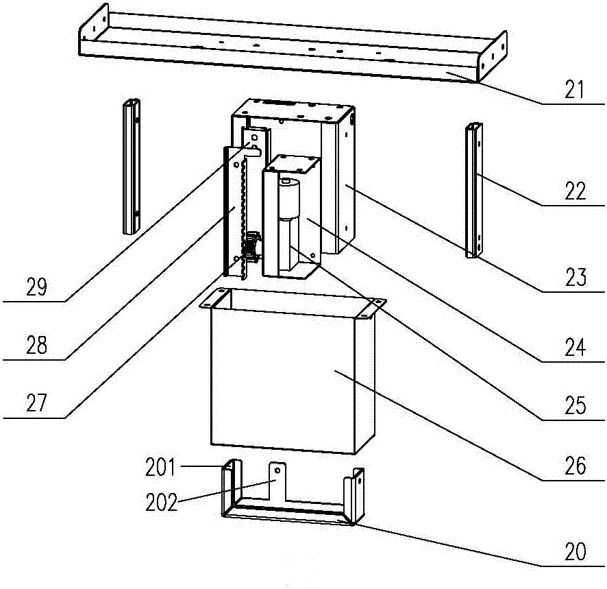 An automatic opening and closing device for the oil screen of a European-style range hood