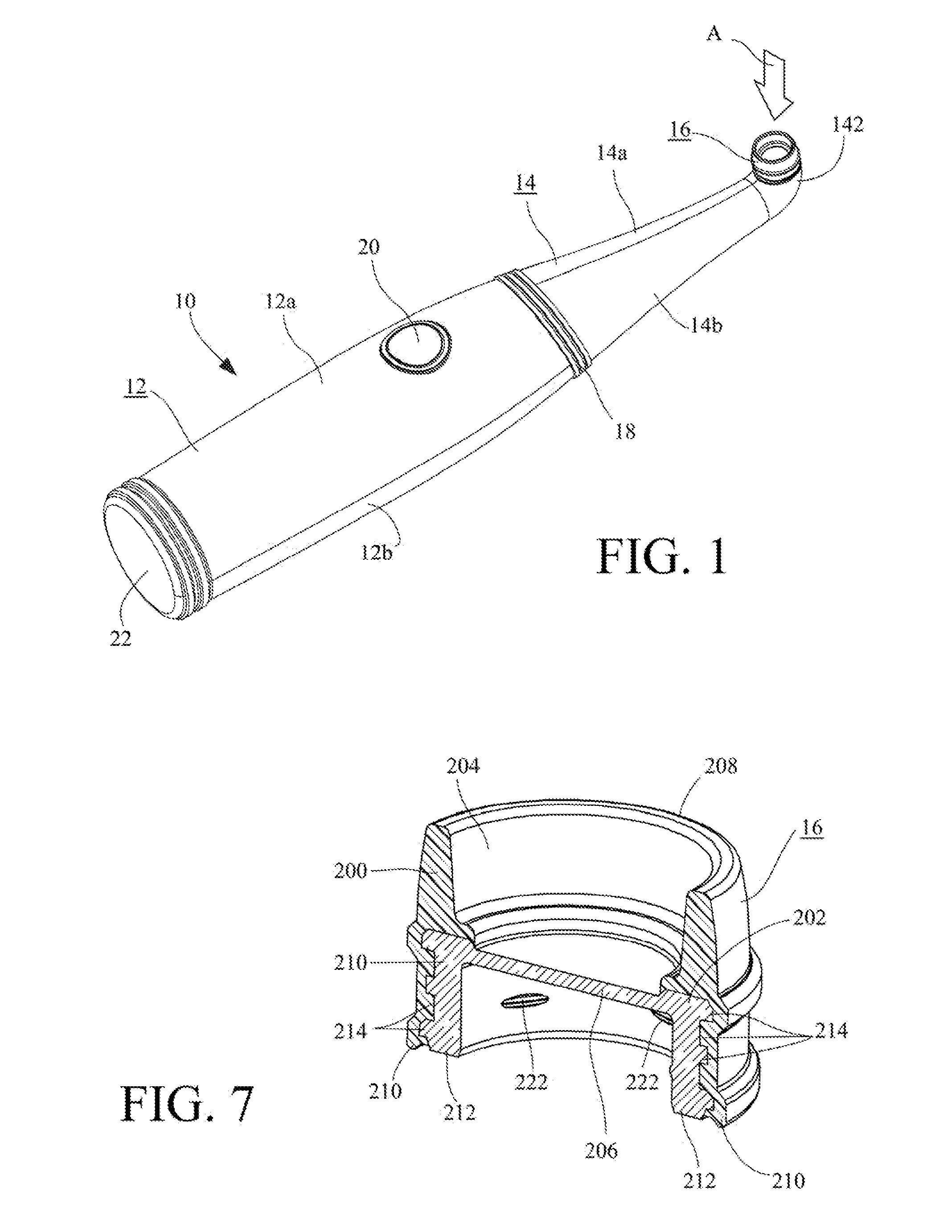 Hand-held tooth whitening instrument with applicator reservoir for whitening composition and methods of using same