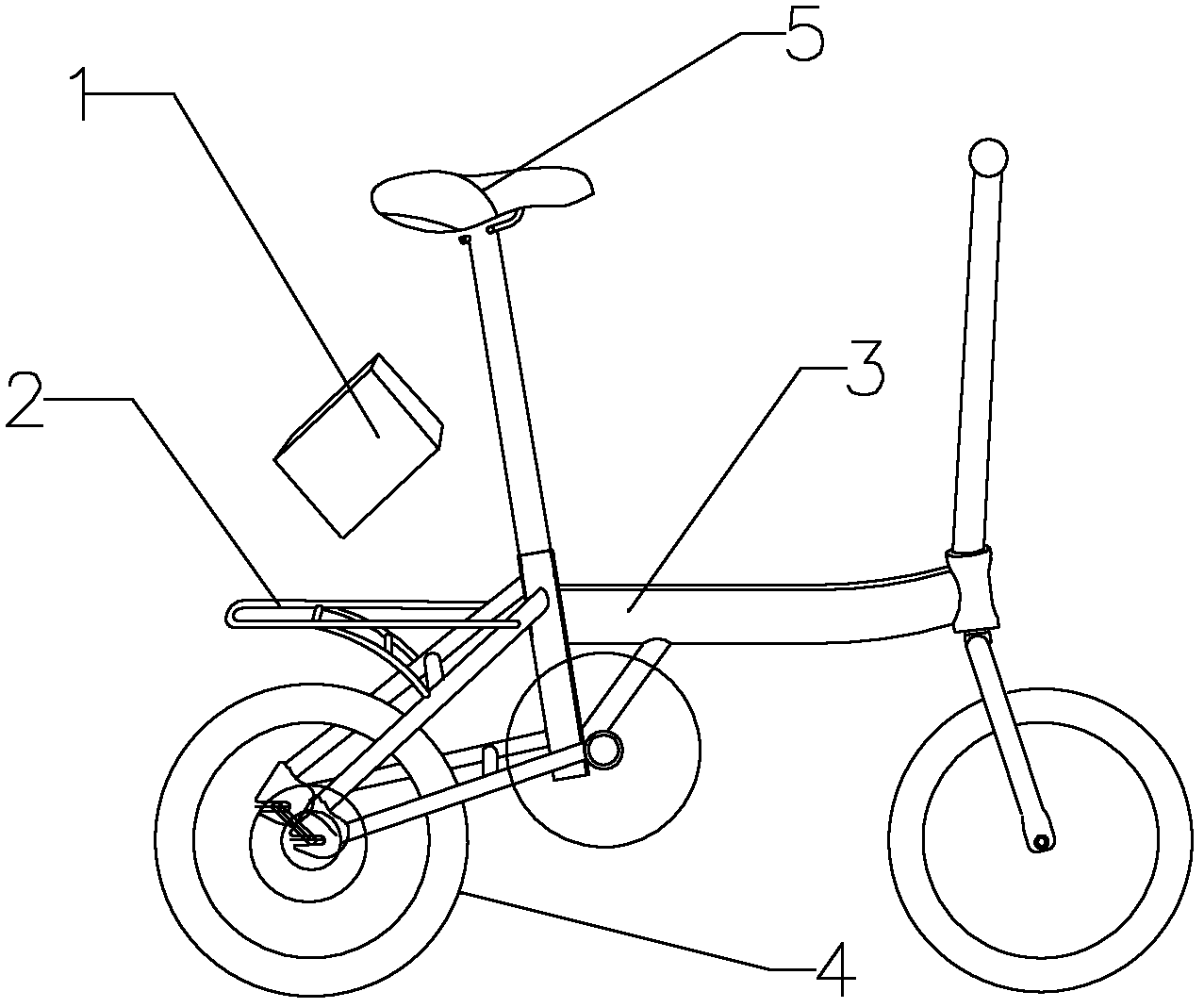 Electric bicycle with battery backing on upper fork