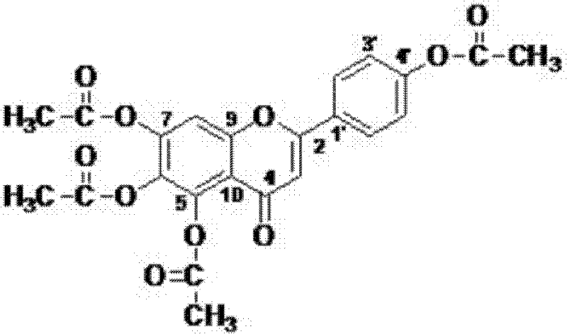 Use of 5,6,7,4'-tetra-acetoxyl flavone for preparing medicine for preventing and curing cardiovascular and cerebrovascular diseases