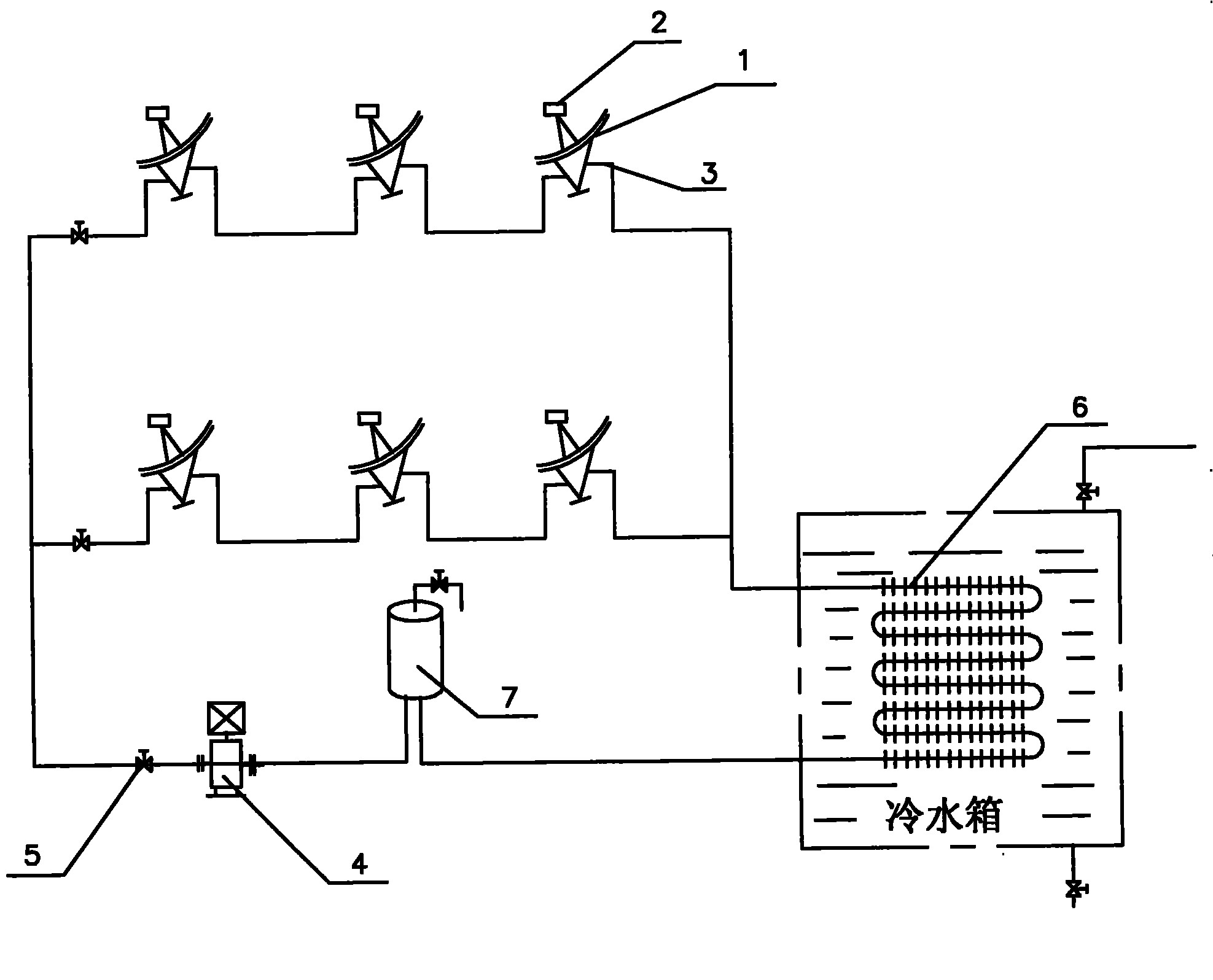 Multiple-unit solar water heating equipment