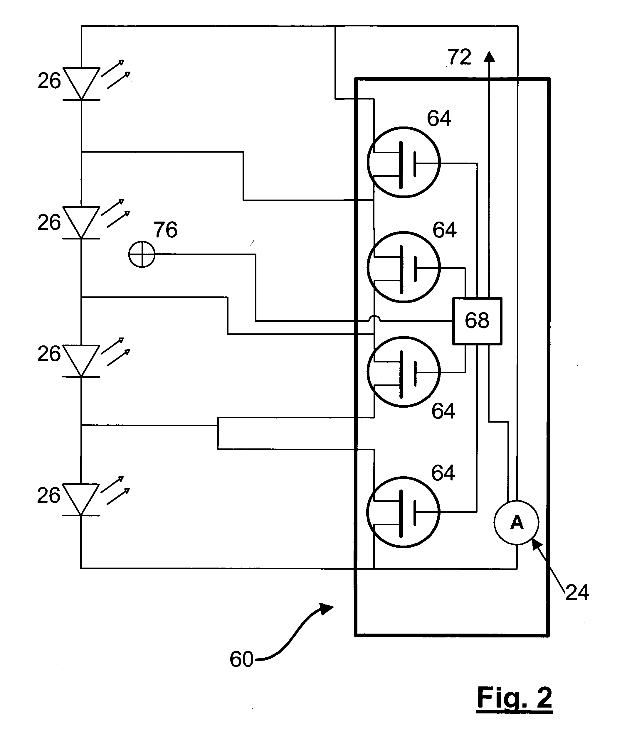 Series connected power supply for semiconductor-based vehicle lighting systems