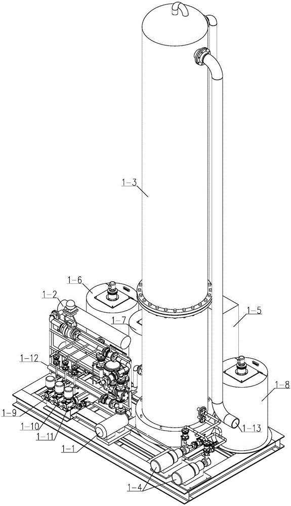 Skid-mounted device for treating oil field fractured and acidized wastewater and treatment method