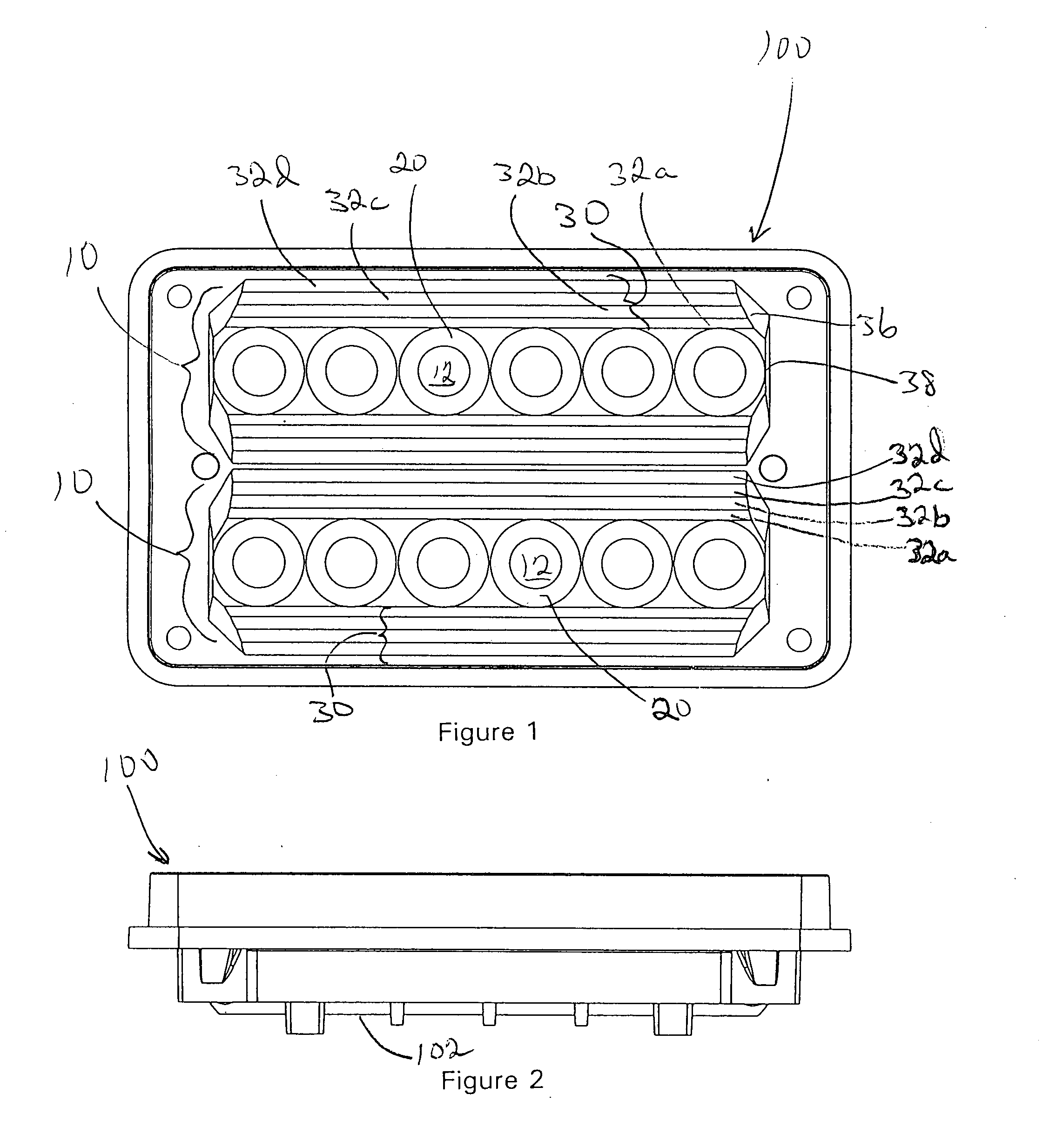 Composite reflecting surface for linear LED array